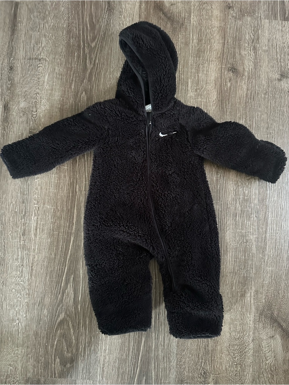 Nike Black Sherpa Hooded Baby One-Piece